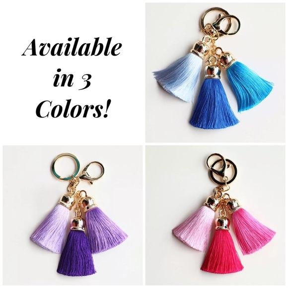 Multi Shade Pink Tassel Keychain Purse Charm - Picture 12 of 12